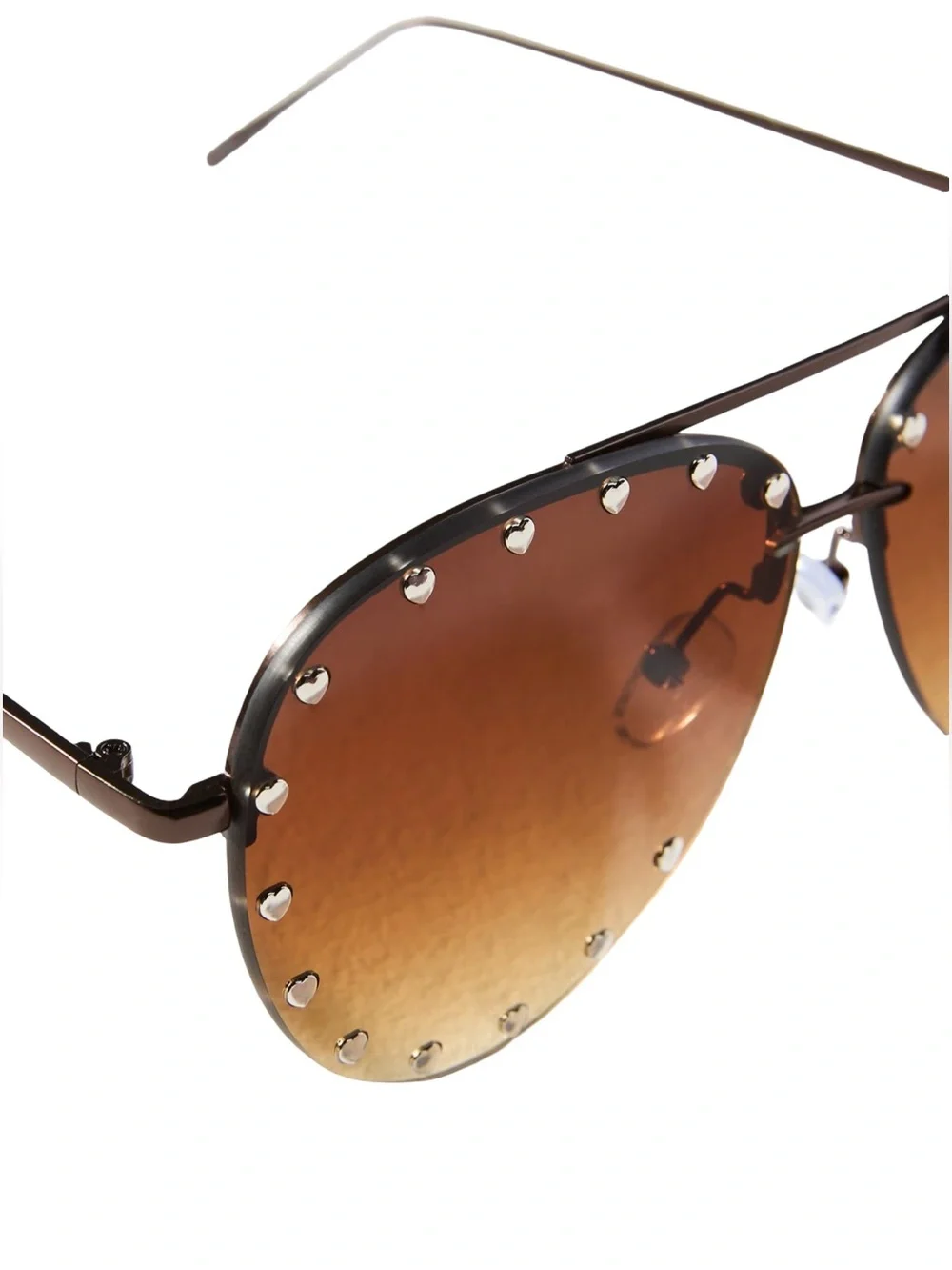 🕶️ Anthropologie I-SEA heart studded aviator Brown Sunglasses NWOT sunnies 🕶️